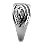 Jewellery Kingdom Cross Over Band Cz Pave Ladies Stainless Steel All Sizes Comfort Ring - Jewelry Rings - British D'sire