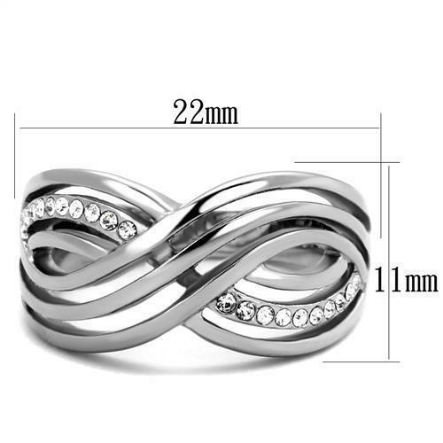Jewellery Kingdom Cross Over Band Cz Pave Ladies Stainless Steel All Sizes Comfort Ring - Jewelry Rings - British D'sire