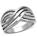 Jewellery Kingdom Cross Over Band Cz Pave Ladies Stainless Steel All Sizes Comfort Ring - Jewelry Rings - British D'sire