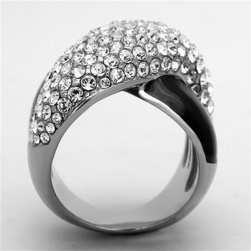 Jewellery Kingdom Cross Over Cubic Zirconia Enamel Wide Comfort Stainless Steel Chunky Ladies Black Ring Secondary image