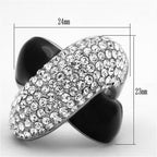 Jewellery Kingdom Cross Over Cubic Zirconia Enamel Wide Comfort Stainless Steel Chunky Ladies Black Ring - Jewelry Rings - British D'sire