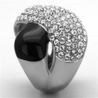 Jewellery Kingdom Cross Over Cubic Zirconia Enamel Wide Comfort Stainless Steel Chunky Ladies Black Ring - Jewelry Rings - British D'sire