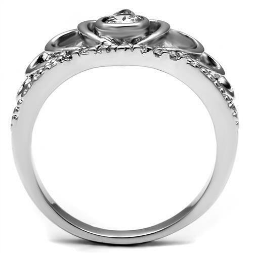 Jewellery Kingdom Cross Solitaire Stainless Steel Bezel Simulated Diamond Celtic Ladies Ring - Jewelry Rings - British D'sire Main image
