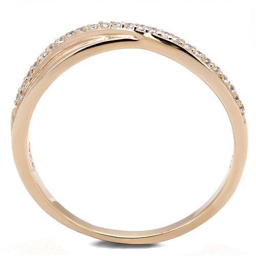 Jewellery Kingdom Crossover 4mm Cubic Zirconia Sterling Silver Ladies Rose Gold Band Ring - Jewelry Rings - British D'sire