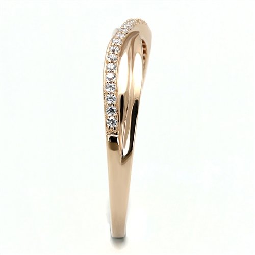 Jewellery Kingdom Crossover 4mm Cubic Zirconia Sterling Silver Ladies Rose Gold Band Ring Secondary image