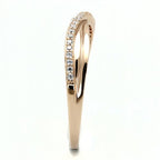 Jewellery Kingdom Crossover 4mm Cubic Zirconia Sterling Silver Ladies Rose Gold Band Ring - Jewelry Rings - British D'sire