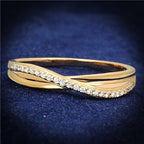 Jewellery Kingdom Crossover 4mm Cubic Zirconia Sterling Silver Ladies Rose Gold Band Ring - Jewelry Rings - British D'sire