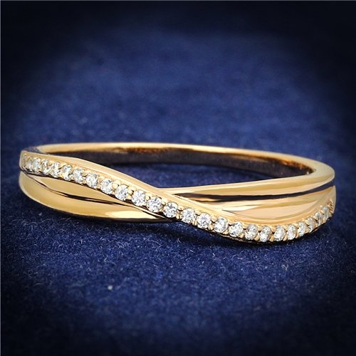 Jewellery Kingdom Crossover 4mm Cubic Zirconia Sterling Silver Ladies Rose Gold Band Ring - Jewelry Rings - British D'sire