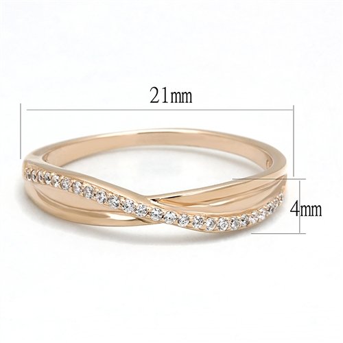 Jewellery Kingdom Crossover 4mm Cubic Zirconia Sterling Silver Ladies Rose Gold Band Ring - Jewelry Rings - British D'sire