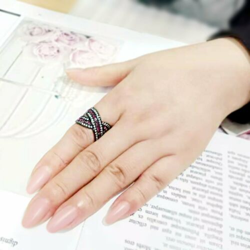 Jewellery Kingdom Crossover Cubic Zirconia Cocktail Amethyst Ring (Black) - Jewelry Rings - British D'sire