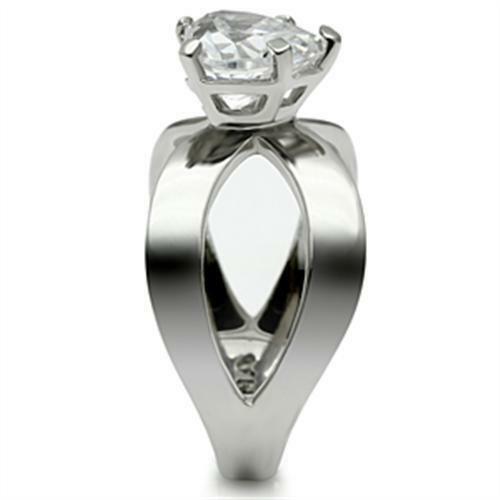 Jewellery Kingdom Crossover Heart Solitaire Stainless Steel 1.50 Carat Engagement Ring (Silver) - Jewelry Rings - British D'sire Main image