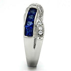 Jewellery Kingdom Crossover Princess Cut Simulated Diamonds Sapphire Ring Band (Silver) - Jewelry Rings - British D'sire