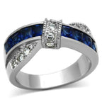 Jewellery Kingdom Crossover Princess Cut Simulated Diamonds Sapphire Ring Band (Silver) - Jewelry Rings - British D'sire