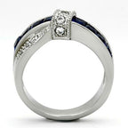 Jewellery Kingdom Crossover Stainless Steel Princes Cut Cubic Zirconia Spinel Sapphire Ladies Ring (Blue) - Jewelry Rings - British D'sire
