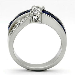 Jewellery Kingdom Crossover Stainless Steel Princes Cut Cubic Zirconia Spinel Sapphire Ladies Ring (Blue) - Jewelry Rings - British D'sire
