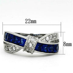 Jewellery Kingdom Crossover Stainless Steel Princes Cut Cubic Zirconia Spinel Sapphire Ladies Ring (Blue) - Jewelry Rings - British D'sire