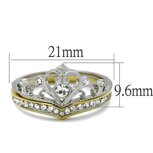 Jewellery Kingdom Crown Ladies Tiera Cz Wedding Engagement Set Band Stainless Steel Ring (Gold) Secondary image