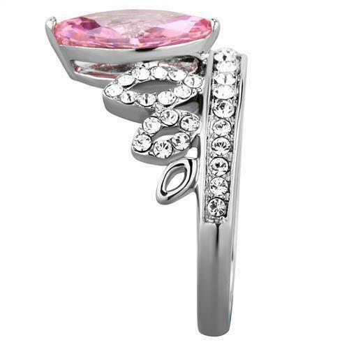 Jewellery Kingdom Crown Tiera 2CT Sapphire Stainless Steel Cubic Zirconia Ladies Pink Marquise Ring - Jewelry Rings - British D'sire