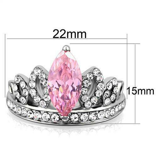 Jewellery Kingdom Crown Tiera 2CT Sapphire Stainless Steel Cubic Zirconia Ladies Pink Marquise Ring Secondary image