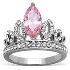 Jewellery Kingdom Crown Tiera 2CT Sapphire Stainless Steel Cubic Zirconia Ladies Pink Marquise Ring - Jewelry Rings - British D'sire