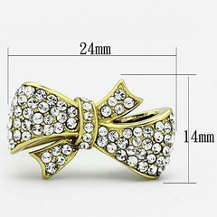 Jewellery Kingdom Crystal 18Kt Steel No Tarnish Clear Sparkling Gold Bow Ring - Jewelry Rings - British D'sire