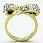 Jewellery Kingdom Crystal 18Kt Steel No Tarnish Clear Sparkling Gold Bow Ring - Jewelry Rings - British D'sire