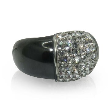 Jewellery Kingdom Cubic Zirconia 11mm Band Thumb Modern Classy Chunky Ladies Ring (Black) - Rings - British D'sire Main image
