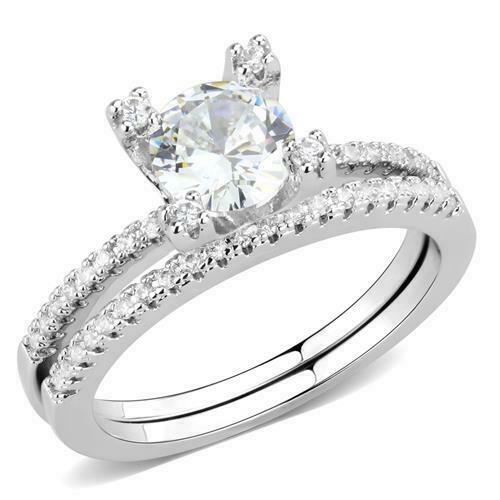 Jewellery Kingdom Cubic Zirconia 1.50 CT Ladies Bridal Engagement Wedding Ring Set Band (Silver) - Jewelry Rings - British D'sire