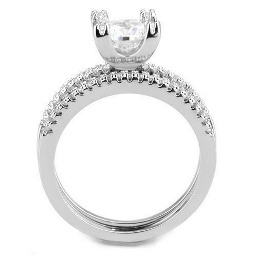 Jewellery Kingdom Cubic Zirconia 1.50 CT Ladies Bridal Engagement Wedding Ring Set Band (Silver) - Jewelry Rings - British D'sire