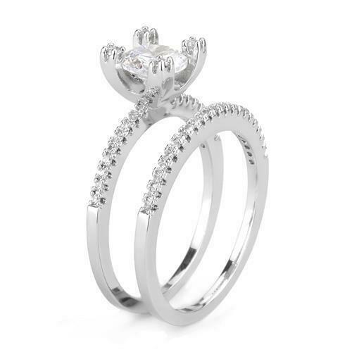 Jewellery Kingdom Cubic Zirconia 1.50 CT Ladies Bridal Engagement Wedding Ring Set Band (Silver) Secondary image
