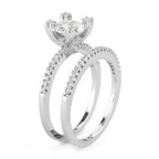 Jewellery Kingdom Cubic Zirconia 1.50 CT Ladies Bridal Engagement Wedding Ring Set Band (Silver) - Jewelry Rings - British D'sire