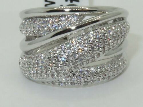 Jewellery Kingdom Cubic Zirconia 15mm Silver Rhodium Sparkling Handmade Ladies Band Ring Secondary image