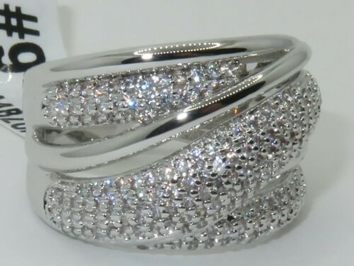 Jewellery Kingdom Cubic Zirconia 15mm Silver Rhodium Sparkling Handmade Ladies Band Ring - Jewelry Rings - British D'sire