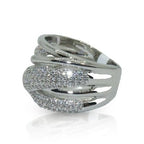 Jewellery Kingdom Cubic Zirconia 15mm Silver Rhodium Sparkling Handmade Ladies Band Ring - Jewelry Rings - British D'sire
