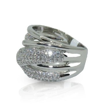 Jewellery Kingdom Cubic Zirconia 15mm Silver Rhodium Sparkling Handmade Ladies Band Ring - Jewelry Rings - British D'sire