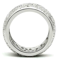 Jewellery Kingdom Cubic Zirconia 16mm Comfort Rhodium Sparkling Pave Ladies Wide Band Ring (Silver) - Jewelry Rings - British D'sire