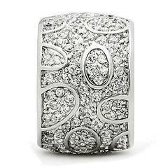 Jewellery Kingdom Cubic Zirconia 16mm Comfort Rhodium Sparkling Pave Ladies Wide Band Ring (Silver) - Jewelry Rings - British D'sire