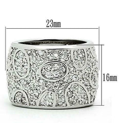 Jewellery Kingdom Cubic Zirconia 16mm Comfort Rhodium Sparkling Pave Ladies Wide Band Ring (Silver) - Jewelry Rings - British D'sire