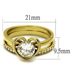 Jewellery Kingdom Cubic Zirconia 18kt Stainless Steel Solitaire Wedding Engagement Ladies Band Gold Ring Set - Jewelry Rings - British D'sire
