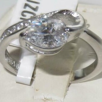 Jewellery Kingdom Cubic Zirconia 1CT Accents Silver Stainless Steel Arrow Head Ladies Pear Ring - Jewelry Rings - British D'sire Main image
