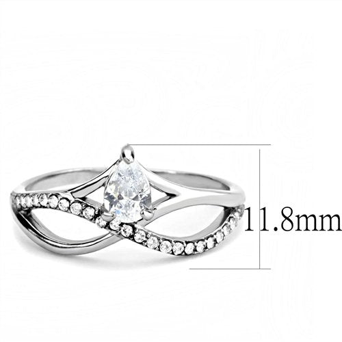 Jewellery Kingdom Cubic Zirconia 1CT Pretty Elegant Pave Stainless Steel Silver Ladies Pear Ring Secondary image