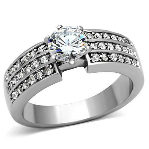 Jewellery Kingdom Cubic Zirconia 2 CT Solitaire Accents Stainless Steel Engagement Ladies Silver Ring Secondary image