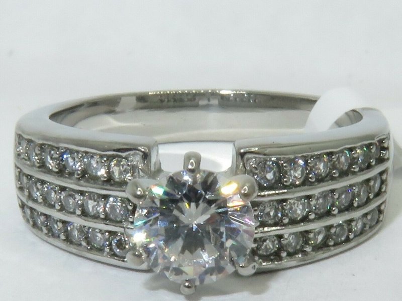 Jewellery Kingdom Cubic Zirconia 2 CT Solitaire Accents Stainless Steel Engagement Ladies Silver Ring - Jewelry Rings - British D'sire