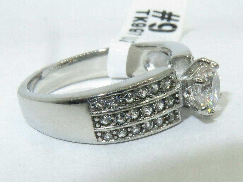 Jewellery Kingdom Cubic Zirconia 2 CT Solitaire Accents Stainless Steel Engagement Ladies Silver Ring - Jewelry Rings - British D'sire