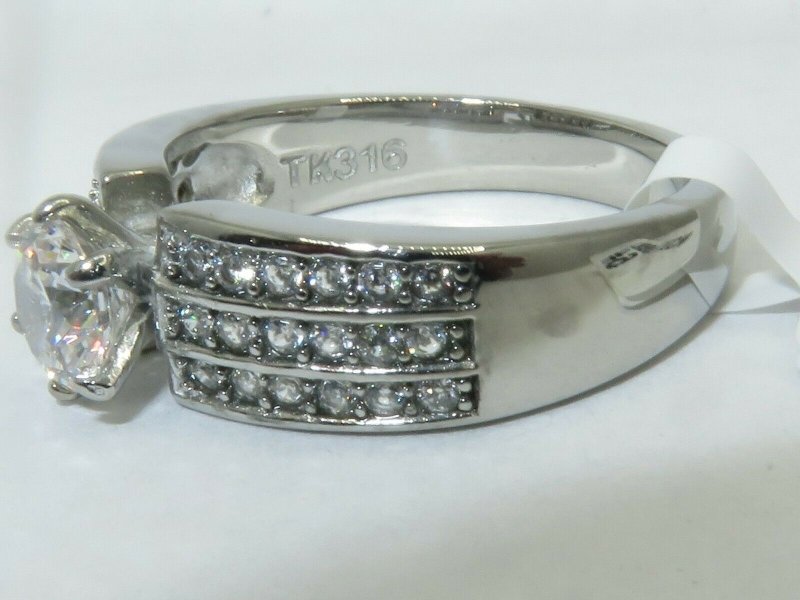 Jewellery Kingdom Cubic Zirconia 2 CT Solitaire Accents Stainless Steel Engagement Ladies Silver Ring - Jewelry Rings - British D'sire