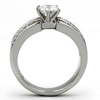 Jewellery Kingdom Cubic Zirconia 2 CT Solitaire Accents Stainless Steel Engagement Ladies Silver Ring - Jewelry Rings - British D'sire