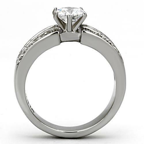 Jewellery Kingdom Cubic Zirconia 2 CT Solitaire Accents Stainless Steel Engagement Ladies Silver Ring - Jewelry Rings - British D'sire