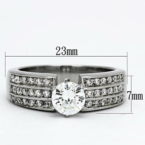 Jewellery Kingdom Cubic Zirconia 2 CT Solitaire Accents Stainless Steel Engagement Ladies Silver Ring - Jewelry Rings - British D'sire Main image