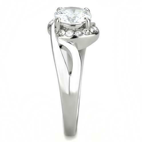 Jewellery Kingdom Cubic Zirconia 225 CT Swirl Stainless Steel Pretty Ladies Solitaire Ring (Silver) - Jewelry Rings - British D'sire