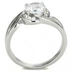 Jewellery Kingdom Cubic Zirconia 225 CT Swirl Stainless Steel Pretty Ladies Solitaire Ring (Silver) - Jewelry Rings - British D'sire